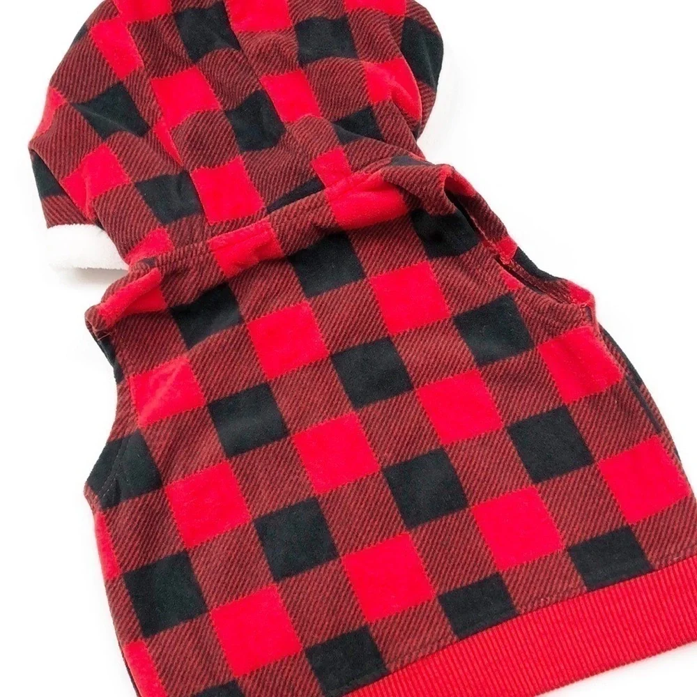 Carter's buffalo plaid fleece vest with hood